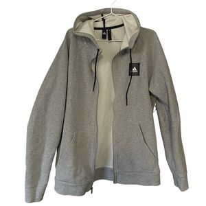 Adidas Men’s Full Zip Hoodie Jacket Gray Size Large Casual Athletic